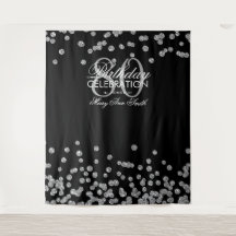 Hintergrund 80. Geburtstag Silver Black Confetti