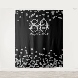 Hintergrund 80. Geburtstag Silver Black Confetti Wandteppich
