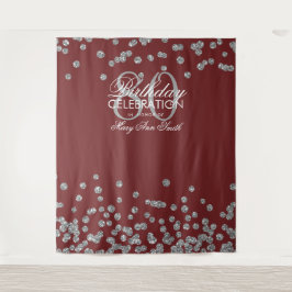 Hintergrund 80. Geburtstag Silver Burgund Confetti Wandteppich