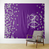 Hintergrund 80. Geburtstag Silver Lila Confetti Wandteppich (Beispiel (Horizontal))