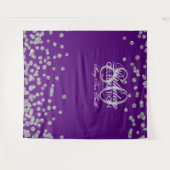 Hintergrund 80. Geburtstag Silver Lila Confetti Wandteppich (Vorderseite (Horizontal))