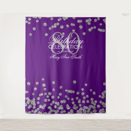 Hintergrund 80. Geburtstag Silver Lila Confetti Wandteppich