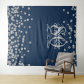 Hintergrund 80. Geburtstag Silver Navy Blue Confet Wandteppich (Beispiel (Horizontal))