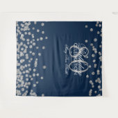 Hintergrund 80. Geburtstag Silver Navy Blue Confet Wandteppich (Vorderseite (Horizontal))