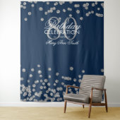 Hintergrund 80. Geburtstag Silver Navy Blue Confet Wandteppich (Beispiel)