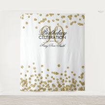 Hintergrund 90. Geburtstag Gold White Confetti