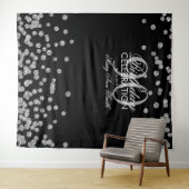 Hintergrund 90. Geburtstag Silver Black Confetti Wandteppich (Beispiel (Horizontal))