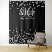 Hintergrund 90. Geburtstag Silver Black Confetti Wandteppich (Beispiel)