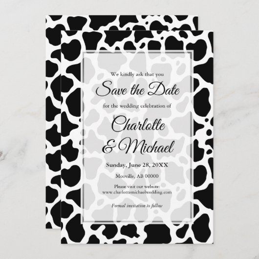 Hintergrund Ankündigung Datum freihalten Kuhmuster (Vorne/Hinten)