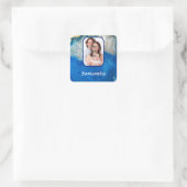 Hintergrund aus blauem Foto Quadratischer Aufkleber (Tasche)