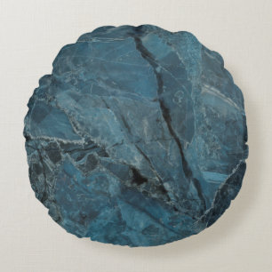 Hintergrund aus blauem Marmor, italienischer Marbe Rundes Kissen
