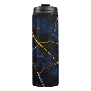 Hintergrund aus blauem Marmor, italienischer Marmo Thermosbecher