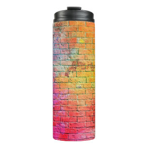 Hintergrund aus farbigen Ziegeln, Farbe, Hintergru Thermosbecher