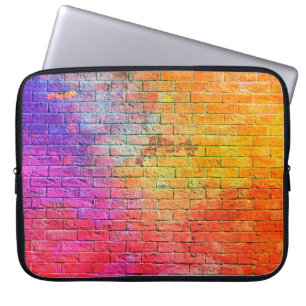 Hintergrund aus farbigen Ziegelsteinen, Farbe, Hin Laptopschutzhülle