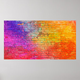 Hintergrund aus farbigen Ziegelsteinen, Farbe, Hin Poster