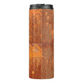 Hintergrund aus rostfreiem Metall Thermosbecher (Rückseite)