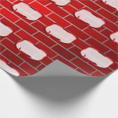 Hintergrund aus rotem Ziegelstein mit rotem Band-T Geschenkpapier (Ecke)