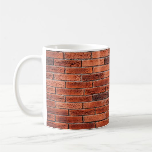 Hintergrund aus rotem Ziegelstein, Wand Kaffeetasse (Links)