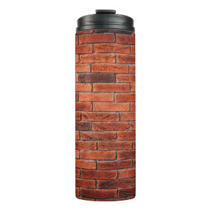 Hintergrund aus rotem Ziegelstein, Wand Thermosbecher