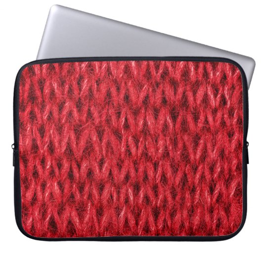 Hintergrund aus roter Strickwolle. Laptopschutzhülle (Vorderseite)