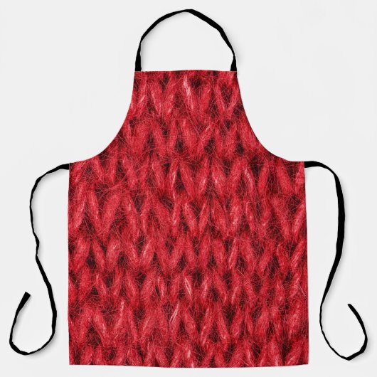 Hintergrund aus roter Strickwolle. Schürze (Vorderseite)