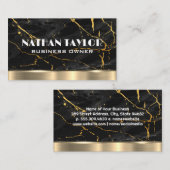 Hintergrund aus schwarzem Marmor | Goldmetall Visitenkarte (Vorne/Hinten)