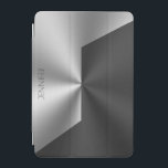 Hintergrund aus schwarzem und silberfarbenem Metal iPad Mini Hülle<br><div class="desc">Schwarz-silber geometrischer Hintergrund,  metallisches Aussehen mit anpassbarem Hintergrund.</div>