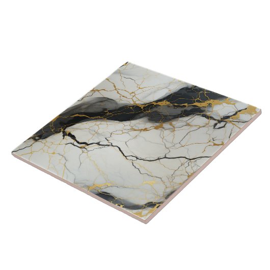 Hintergrund aus schwarzem und weißem Marmor mit Go Fliese (Seite)