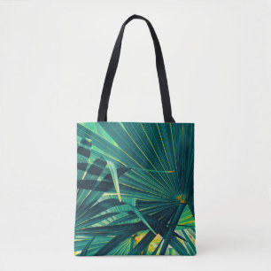 Hintergrund aus tropischen Palmenblättern, Streife Tasche