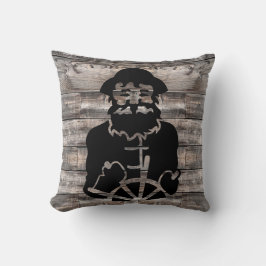 Hintergrund aus verwittertem Holz mit CAPTAIN | T Kissen