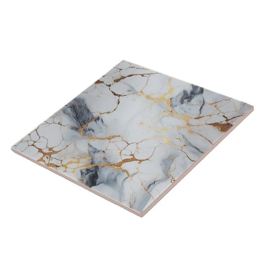 Hintergrund aus weißem Goldmarmor mit Rissen Fliese (Seite)