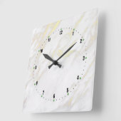 Hintergrund aus weißem und goldfarbenem Marmor Quadratische Wanduhr (Winkel)