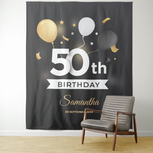 Hintergrund-Banner für Schwarz und Gold-Party Wandteppich (Beispiel)