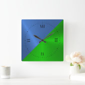 Hintergrund blau und grün quadratische wanduhr (Zuhause)