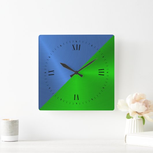 Hintergrund blau und grün quadratische wanduhr (Zuhause)