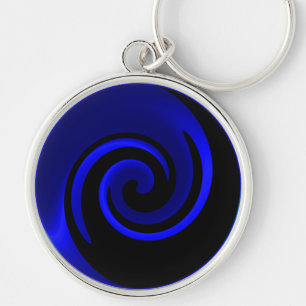 Hintergrund Blue Saphir und Black Swirl Schlüsselanhänger