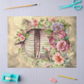 Hintergrund-Decoupage des Blumenkäfigs Seidenpapier (Basteln)