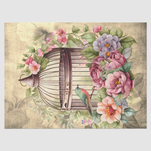 Hintergrund-Decoupage des Blumenkäfigs Seidenpapier (Vorderseite)
