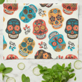 Hintergrund dekorierter Skulls Geschirrtuch (Gefaltet)