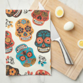 Hintergrund dekorierter Skulls Geschirrtuch (Viertel Falte)