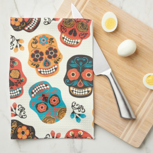 Hintergrund dekorierter Skulls Geschirrtuch (Viertel Falte)