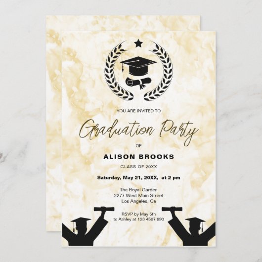 Hintergrund der Abschluss-Feier Einladung (Vorne/Hinten)