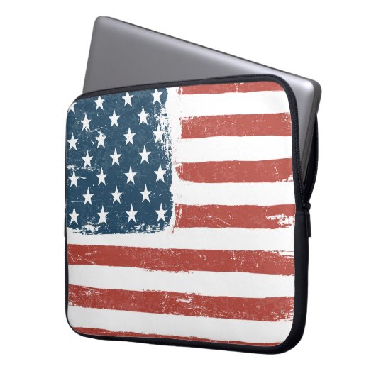 Hintergrund der amerikanischen Flagge. Schnellere Laptopschutzhülle (Vorderseite Links)