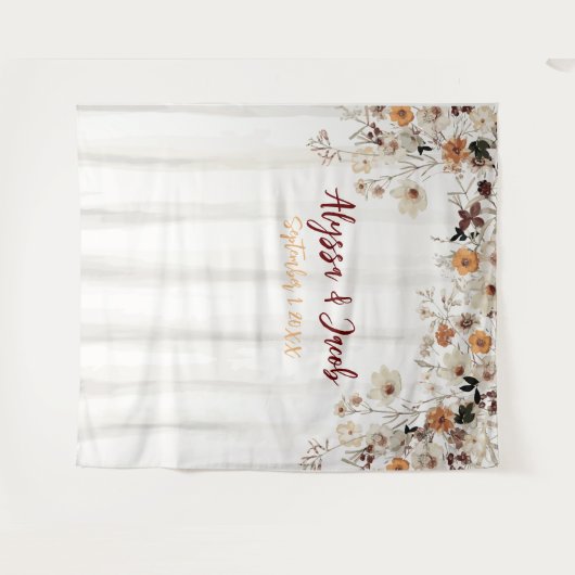 Hintergrund der Aquarellfarben-Wildblume Brautpart Wandteppich (Vorderseite (Horizontal))