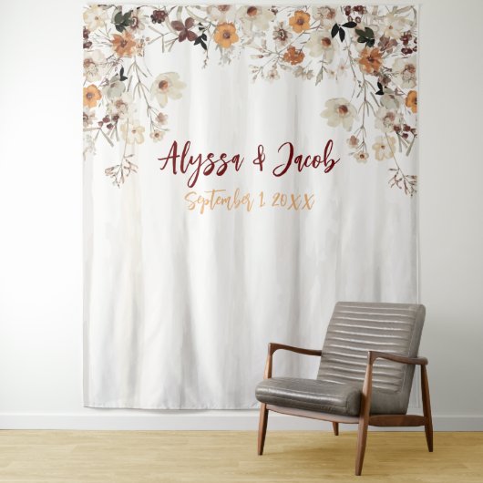 Hintergrund der Aquarellfarben-Wildblume Brautpart Wandteppich (Beispiel)