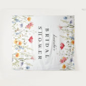 Hintergrund der Aquarellfarben-Wildblume Brautpart Wandteppich (Vorderseite (Horizontal))