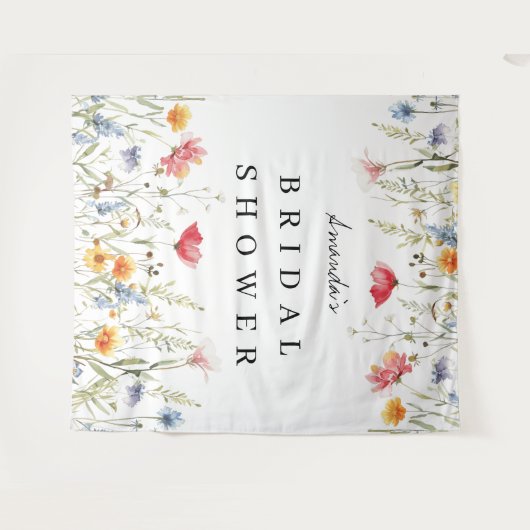 Hintergrund der Aquarellfarben-Wildblume Brautpart Wandteppich (Vorderseite (Horizontal))