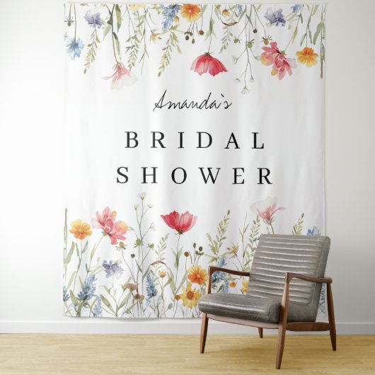 Hintergrund der Aquarellfarben-Wildblume Brautpart Wandteppich (Beispiel)