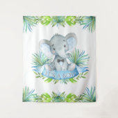 Hintergrund der Babydusche Boy Elephant Wandteppich (Vorderseite)