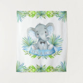 Hintergrund der Babydusche Boy Elephant Wandteppich (Vorderseite)